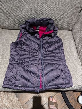 The North Face Purple Quilted Puffer Vest with Pink Lining